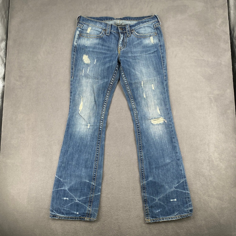 Victorias Secret London Jean Blue Distressed Bootcut Denim Pants Womens Size 10